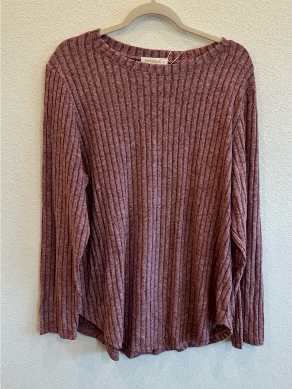 Fantastick Ribbed Scoop Neck Sweater - Dusty Rose
